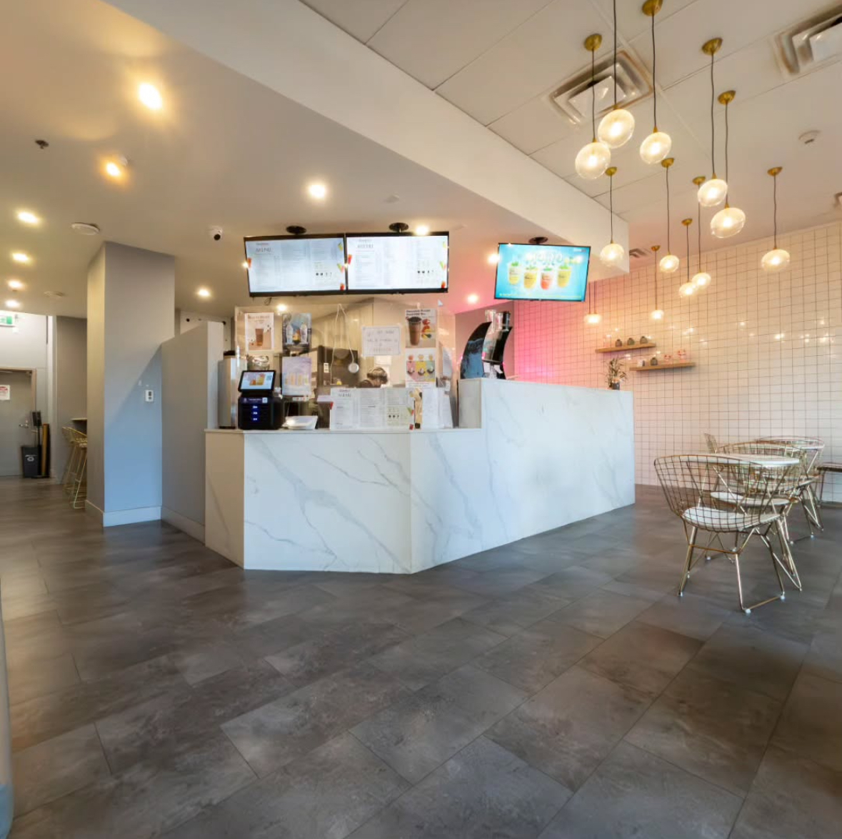 Sharetea interior showing modern bubble tea shop atmosphere